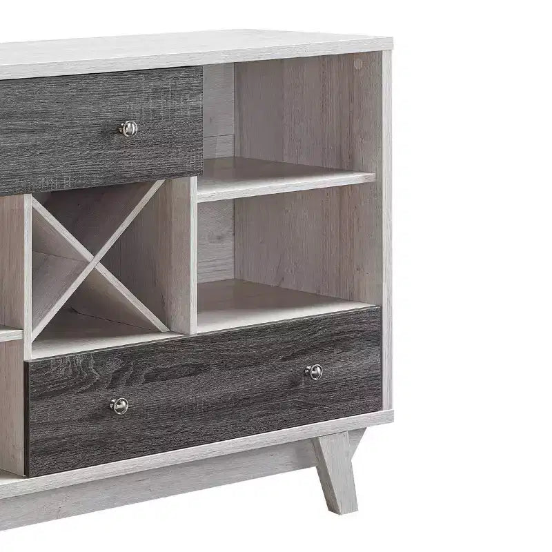 Brassex Jude Servidor de Buffet de Múltiples Niveles con Almacenamiento Roble Blanco/Gris