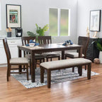 Juego de comedor rectangular Lewis de 6 piezas Powell - Marrón