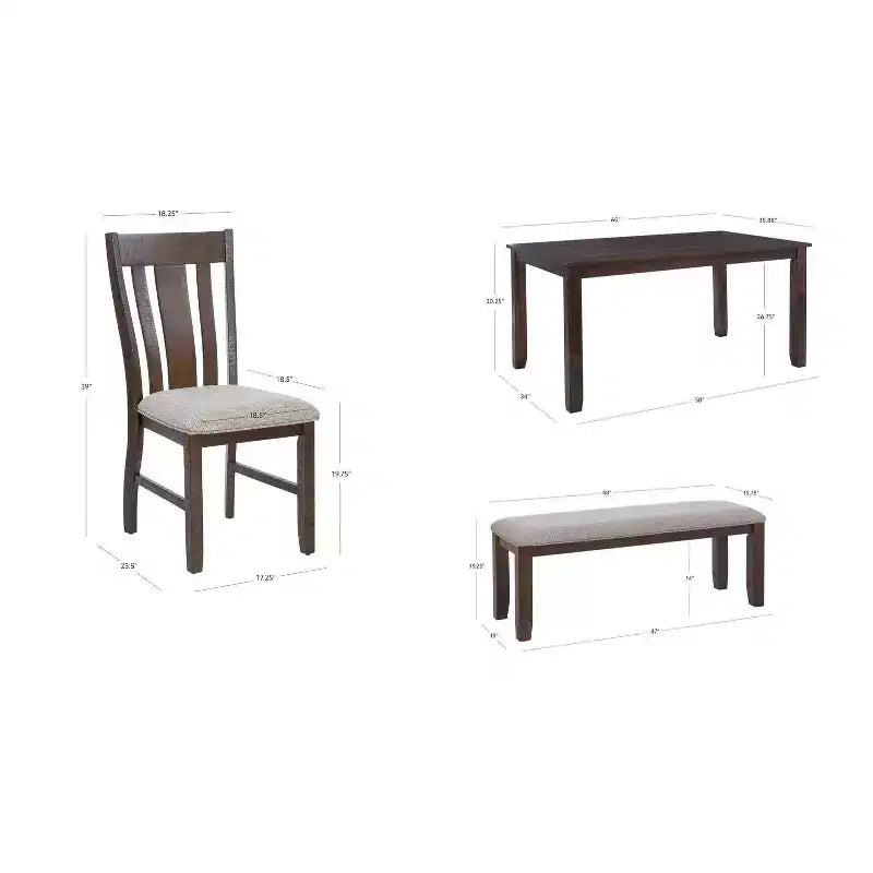 Juego de comedor rectangular Lewis de 6 piezas Powell - Marrón