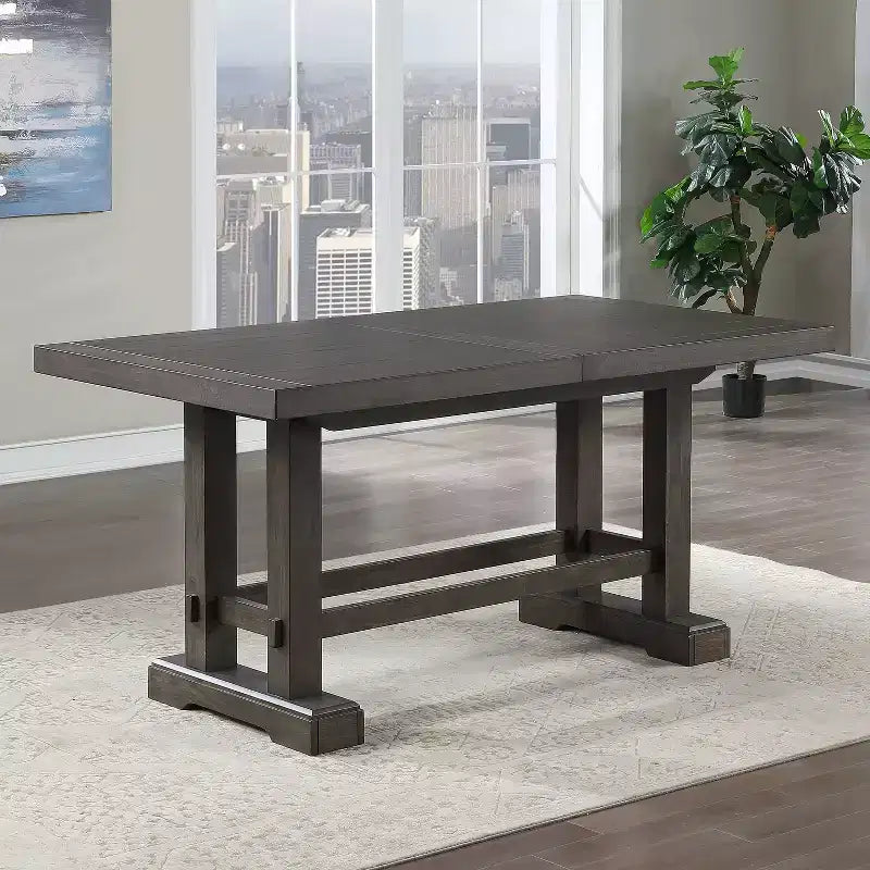 Juego de comedor de altura de mostrador Napa de 9 piezas Cedro oscuro - Steve Silver Co.: Estilo rústico, Pedestal doble, Sillas tapizadas