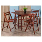Juego de comedor Taylor de 5 piezas con mesa de ala caída y sillas plegables nogal - Winsome: Comedor tradicional de madera maciza, 4 asientos sin brazos, rectangular