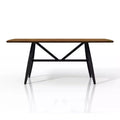 7pc Bernst Mid-Century Modern Dining Table Set Antique Oak/Black/Gray - miBasics: Rubberwood, Upholstered Chairs, Trestle Base