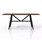 7pc Bernst Mid-Century Modern Dining Table Set Antique Oak/Black/Gray - miBasics: Rubberwood, Upholstered Chairs, Trestle Base