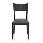 Juego de comedor moderno de mediados de siglo de 7 piezas Bernst en roble antiguo/negro/gris - miBasics: madera de caucho, sillas tapizadas, base de caballete