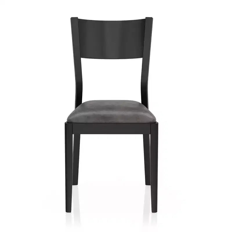 Juego de comedor moderno de mediados de siglo de 7 piezas Bernst en roble antiguo/negro/gris - miBasics: madera de caucho, sillas tapizadas, base de caballete