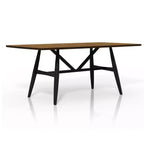 Juego de comedor moderno de mediados de siglo de 7 piezas Bernst en roble antiguo/negro/gris - miBasics: madera de caucho, sillas tapizadas, base de caballete