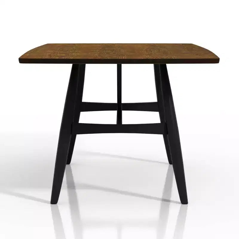 Juego de comedor moderno de mediados de siglo de 7 piezas Bernst en roble antiguo/negro/gris - miBasics: madera de caucho, sillas tapizadas, base de caballete