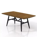Juego de comedor moderno de mediados de siglo de 7 piezas Bernst en roble antiguo/negro/gris - miBasics: madera de caucho, sillas tapizadas, base de caballete