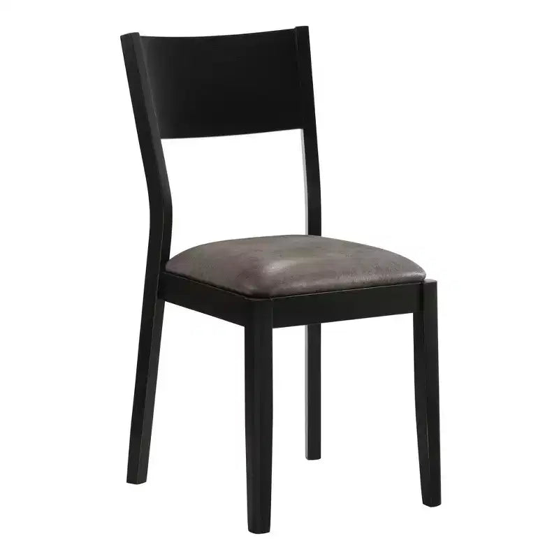 Juego de comedor moderno de mediados de siglo de 7 piezas Bernst en roble antiguo/negro/gris - miBasics: madera de caucho, sillas tapizadas, base de caballete