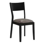 Juego de comedor moderno de mediados de siglo de 7 piezas Bernst en roble antiguo/negro/gris - miBasics: madera de caucho, sillas tapizadas, base de caballete