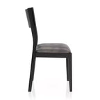 Juego de comedor moderno de mediados de siglo de 7 piezas Bernst en roble antiguo/negro/gris - miBasics: madera de caucho, sillas tapizadas, base de caballete
