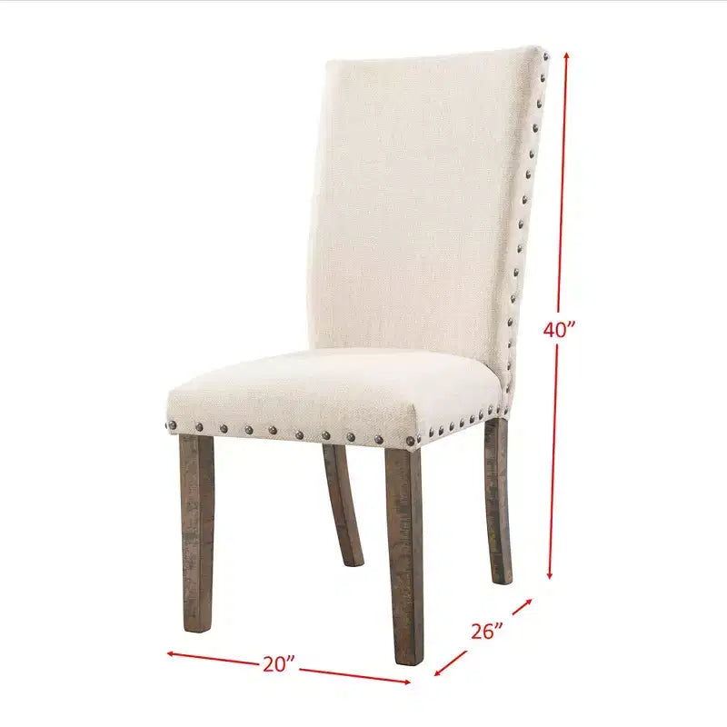 Juego de comedor extensible de 7 piezas Dex y 6 sillas laterales tapizadas en nogal/crema - Picket House Furnishings: Acabado ahumado, patas acampanadas