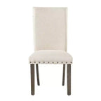 Juego de comedor extensible de 7 piezas Dex y 6 sillas laterales tapizadas en nogal/crema - Picket House Furnishings: Acabado ahumado, patas acampanadas