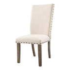 Juego de comedor extensible de 7 piezas Dex y 6 sillas laterales tapizadas en nogal/crema - Picket House Furnishings: Acabado ahumado, patas acampanadas
