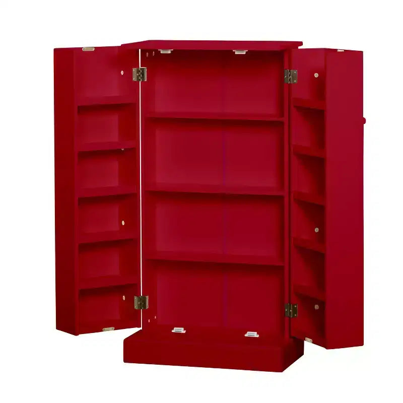 Buylateral Alacena auxiliar roja: Estilo de transición, Fabricación en MDF, 3 estantes ajustables, 10 compartimentos en la puerta