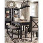 Mesa de comedor rectangular Tyler Creek marrón/negra - Diseño distintivo de Ashley