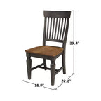 Mesa de comedor redonda de 42" con doble hoja abatible y 4 sillas con respaldo de listones nogal americano/carbón lavado - International Concepts: Madera de caucho, Base de pedestal