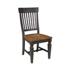 Mesa de comedor redonda de 42" con doble hoja abatible y 4 sillas con respaldo de listones nogal americano/carbón lavado - International Concepts: Madera de caucho, Base de pedestal