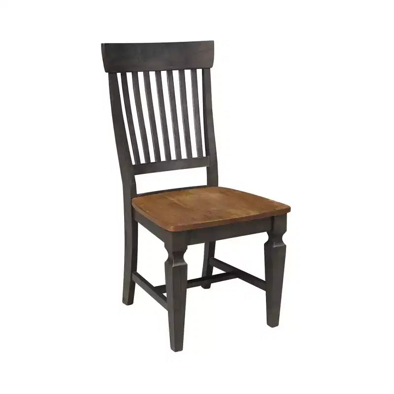 Mesa de comedor redonda de 42" con doble hoja abatible y 4 sillas con respaldo de listones nogal americano/carbón lavado - International Concepts: Madera de caucho, Base de pedestal