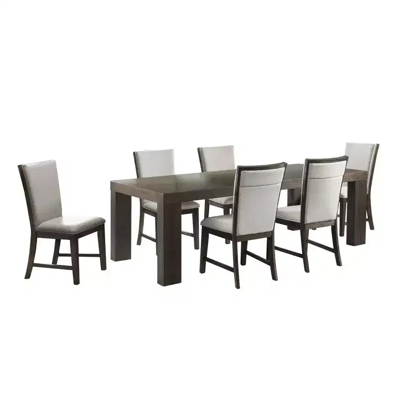Juego de comedor Jasper extensible de 7 piezas y seis sillas laterales tapizadas nogal tostado - Picket House Furnishings