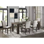 Juego de comedor Jasper extensible de 7 piezas y seis sillas laterales tapizadas nogal tostado - Picket House Furnishings