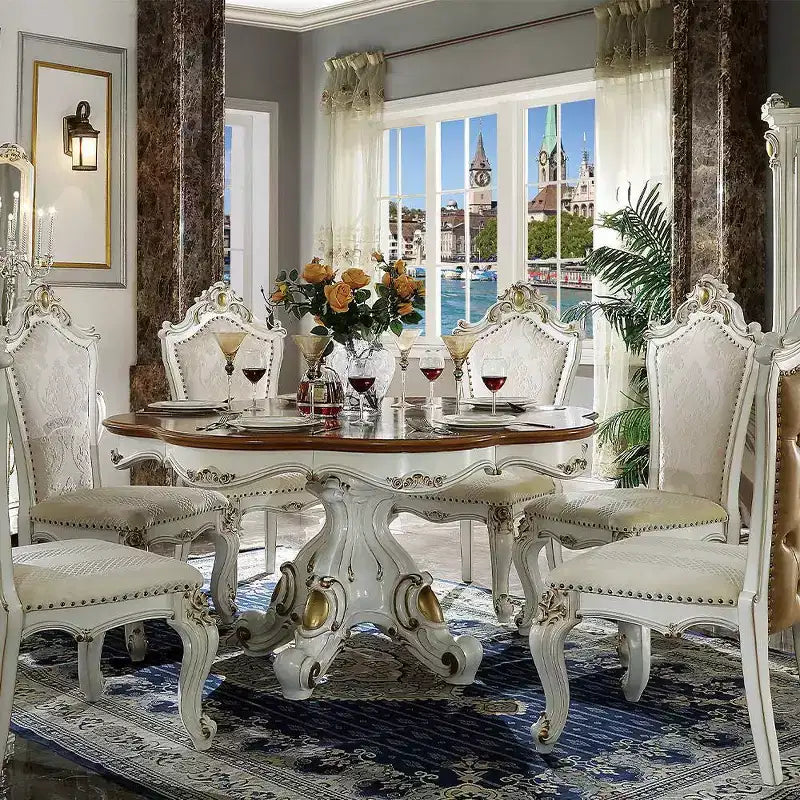 Mesa de comedor Picardy de 62" con acabado en perla antigua/roble cerezo - Acme Furniture