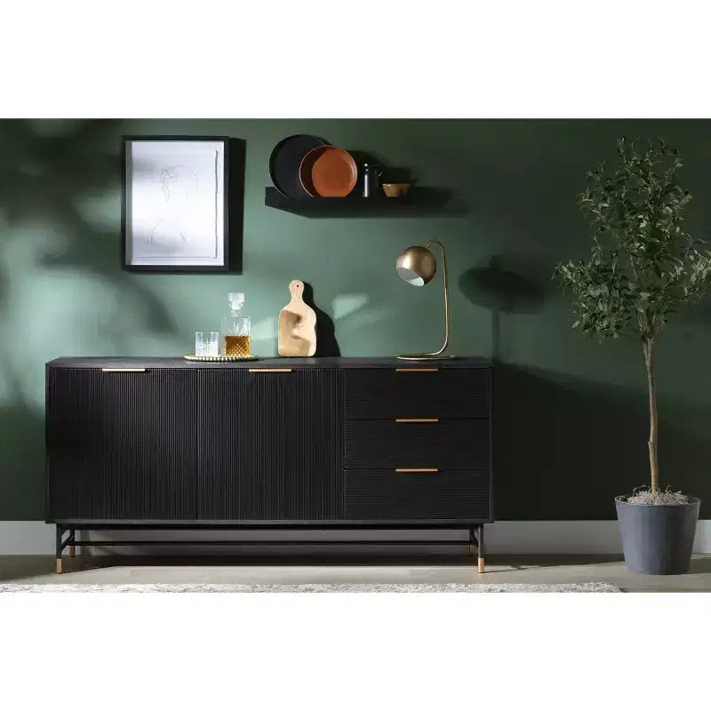 Aparador Arlo de South Shore, roble fresno/oro: aparador moderno con almacenamiento, mueble para recibidor, servidor de bufé