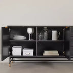 Aparador Arlo de South Shore, roble fresno/oro: aparador moderno con almacenamiento, mueble para recibidor, servidor de bufé