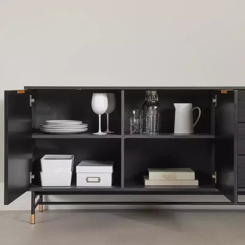 Aparador Arlo de South Shore, roble fresno/oro: aparador moderno con almacenamiento, mueble para recibidor, servidor de bufé