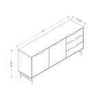 Aparador Arlo de South Shore, roble fresno/oro: aparador moderno con almacenamiento, mueble para recibidor, servidor de bufé
