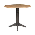 Mesa de comedor de pedestal de altura de mostrador Alexandra redonda de 42" con doble hoja abatible, nogal americano/carbón lavado - International Concepts