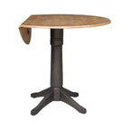 Mesa de comedor de pedestal de altura de mostrador Alexandra redonda de 42" con doble hoja abatible, nogal americano/carbón lavado - International Concepts