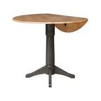 Mesa de comedor de pedestal de altura de mostrador Alexandra redonda de 42" con doble hoja abatible, nogal americano/carbón lavado - International Concepts