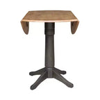 Mesa de comedor de pedestal de altura de mostrador Alexandra redonda de 42" con doble hoja abatible, nogal americano/carbón lavado - International Concepts