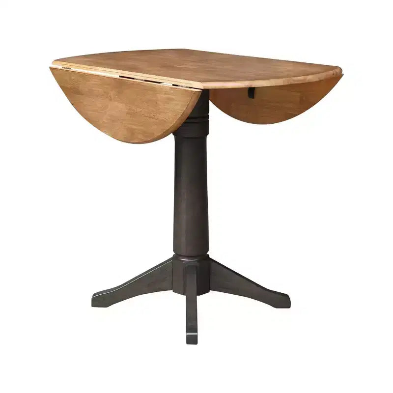 Mesa de comedor de pedestal de altura de mostrador Alexandra redonda de 42" con doble hoja abatible, nogal americano/carbón lavado - International Concepts