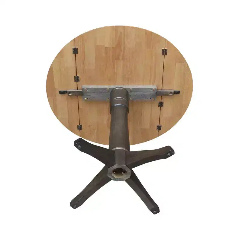 Mesa de comedor de pedestal de altura de mostrador Alexandra redonda de 42" con doble hoja abatible, nogal americano/carbón lavado - International Concepts