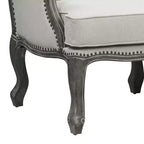 Sofás Tania de 56" de lino crema y acabado marrón - Acme Furniture: patas cabriolé francesas, ribete de tachuelas, no requiere montaje