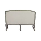 Sofás Tania de 56" de lino crema y acabado marrón - Acme Furniture: patas cabriolé francesas, ribete de tachuelas, no requiere montaje
