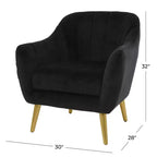 Olivia & May Sillón contemporáneo de poliéster de 32" x 30" en negro: no requiere ensamblaje, acabado texturizado, estructura de madera dura