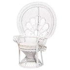 Bali & Pari Ediva Sillón decorativo de ratán natural tipo pavo real, blanco: Tapizado de poliéster, no requiere montaje
