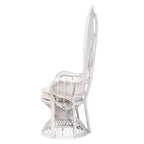 Bali & Pari Ediva Sillón decorativo de ratán natural tipo pavo real, blanco: Tapizado de poliéster, no requiere montaje