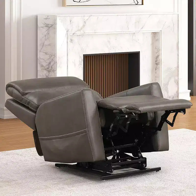 HOMES: Inside + Out Hilltop Leatherette Powered Recliner Lift Chair with Zone Heating and Patented Headrest System Gray