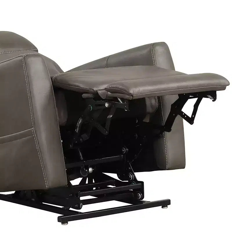 HOMES: Inside + Out Sillón reclinable motorizado de polipiel con elevador, calefacción por zonas y sistema patentado de reposacabezas gris