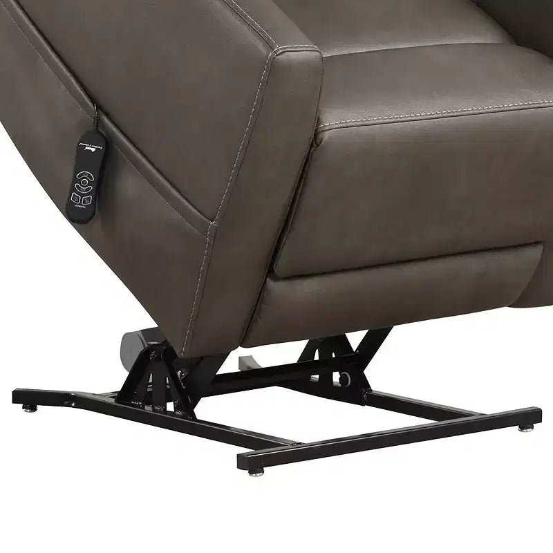 HOMES: Inside + Out Sillón reclinable motorizado de polipiel con elevador, calefacción por zonas y sistema patentado de reposacabezas gris