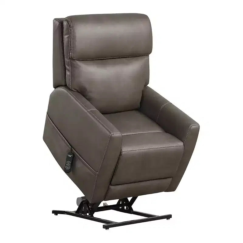 HOMES: Inside + Out Sillón reclinable motorizado de polipiel con elevador, calefacción por zonas y sistema patentado de reposacabezas gris