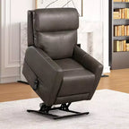 HOMES: Inside + Out Sillón reclinable motorizado de polipiel con elevador, calefacción por zonas y sistema patentado de reposacabezas gris