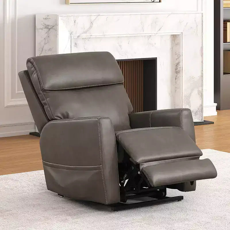 HOMES: Inside + Out Sillón reclinable motorizado de polipiel con elevador, calefacción por zonas y sistema patentado de reposacabezas gris