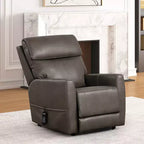 HOMES: Inside + Out Sillón reclinable motorizado de polipiel con elevador, calefacción por zonas y sistema patentado de reposacabezas gris