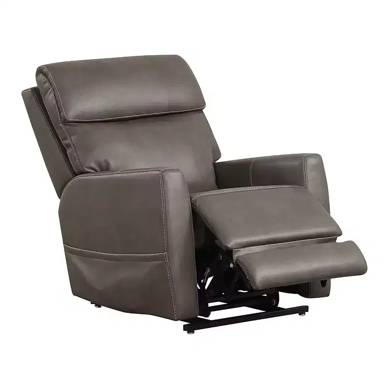 HOMES: Inside + Out Sillón reclinable motorizado de polipiel con elevador, calefacción por zonas y sistema patentado de reposacabezas gris