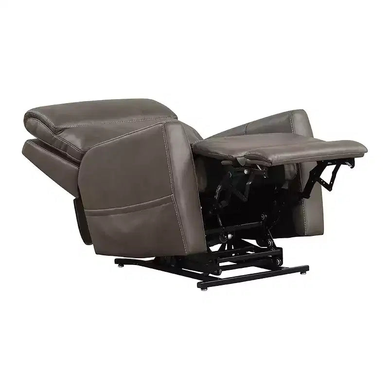 HOMES: Inside + Out Sillón reclinable motorizado de polipiel con elevador, calefacción por zonas y sistema patentado de reposacabezas gris